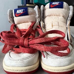 Nike Kids White and Red High-Top Sneakers